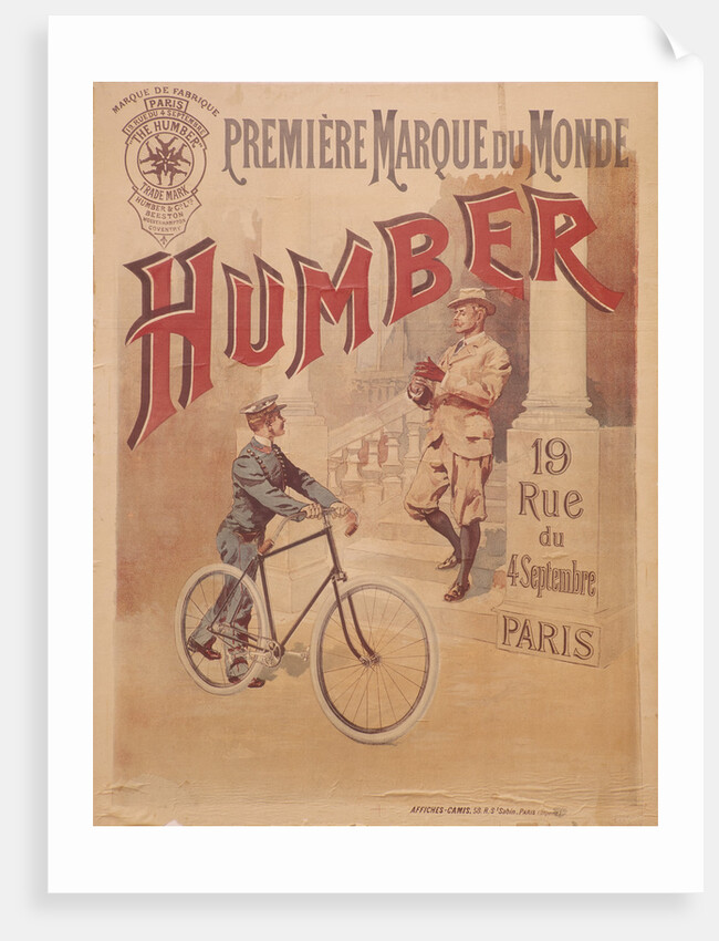 Poster advertising Humber bicycles, late 19th-early 20th century by Unknown