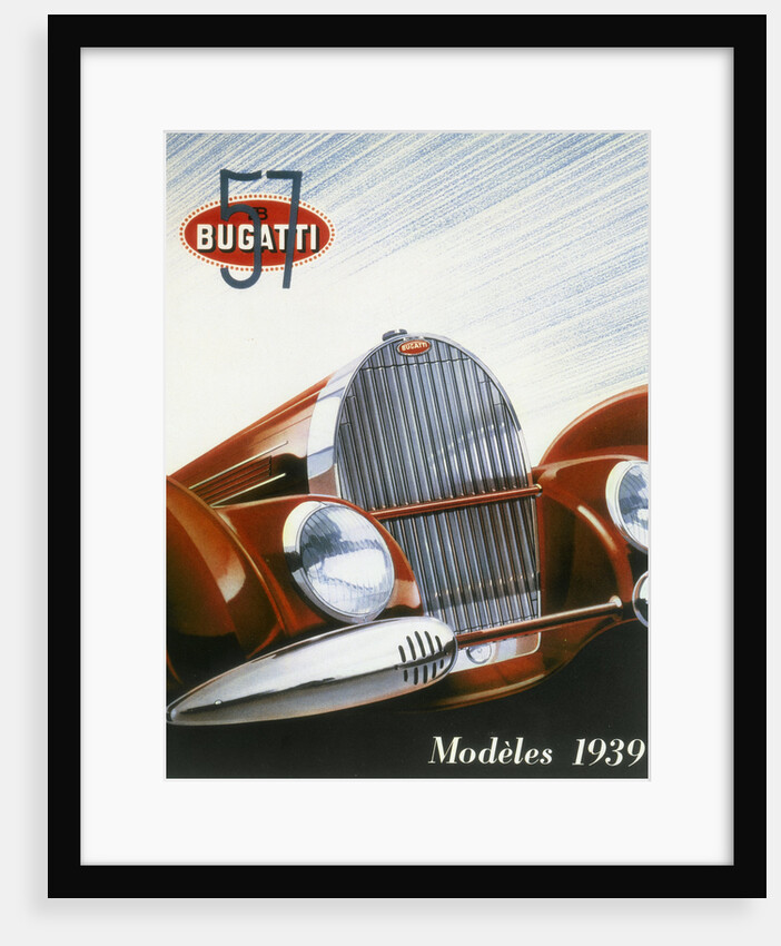 Poster advertising Bugatti cars, 1939 by Unknown