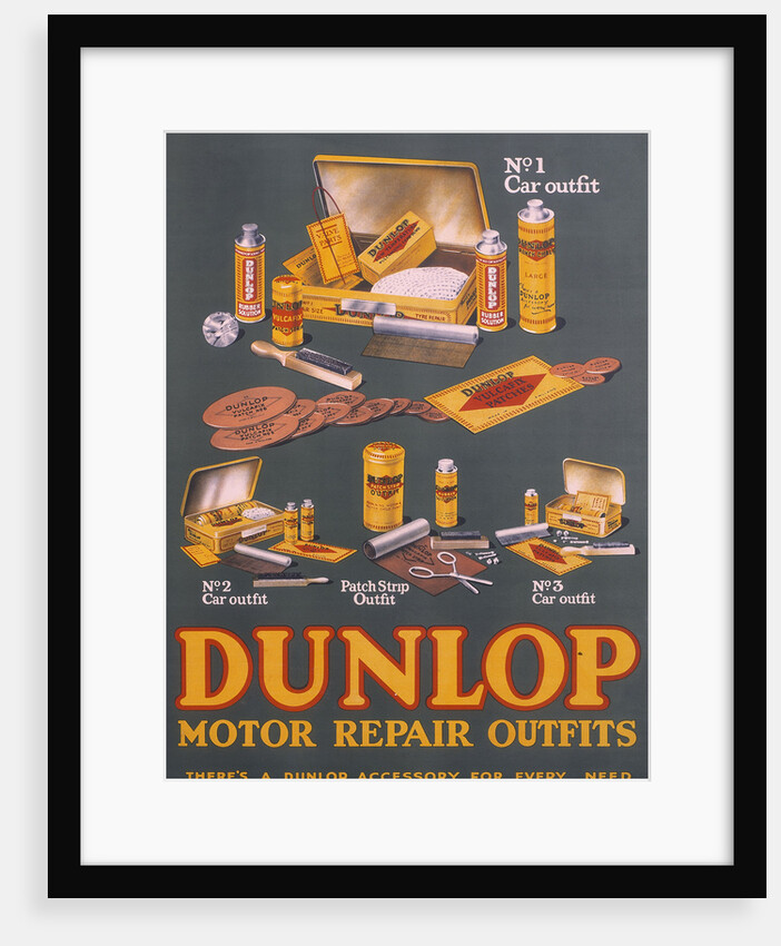 Poster advertising Dunlop products by Unknown