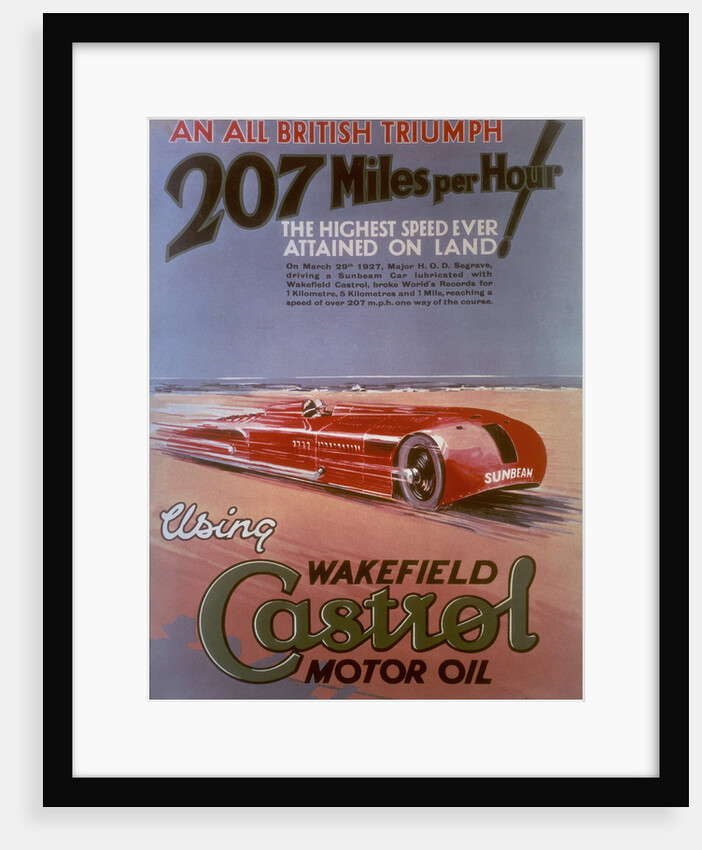 Poster advertising Castrol, featuring a Sunbeam car by Anonymous