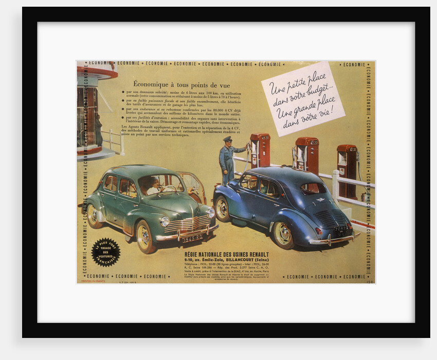 Poster advertising a Renault 4CV, 1949 by Unknown