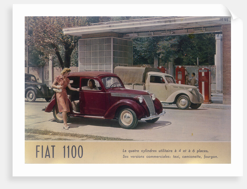Poster advertising a Fiat 1100, 1940 by Unknown