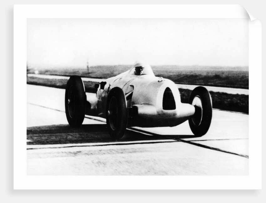 Bernd Rosemeyer in Auto Union record-breaking car, 1937 by Unknown