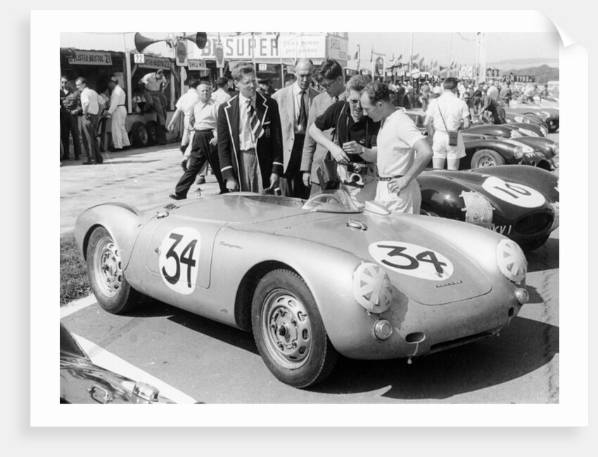 Stirling Moss with Porsche RSK, Goodwood, Sussex, 1955 by Unknown