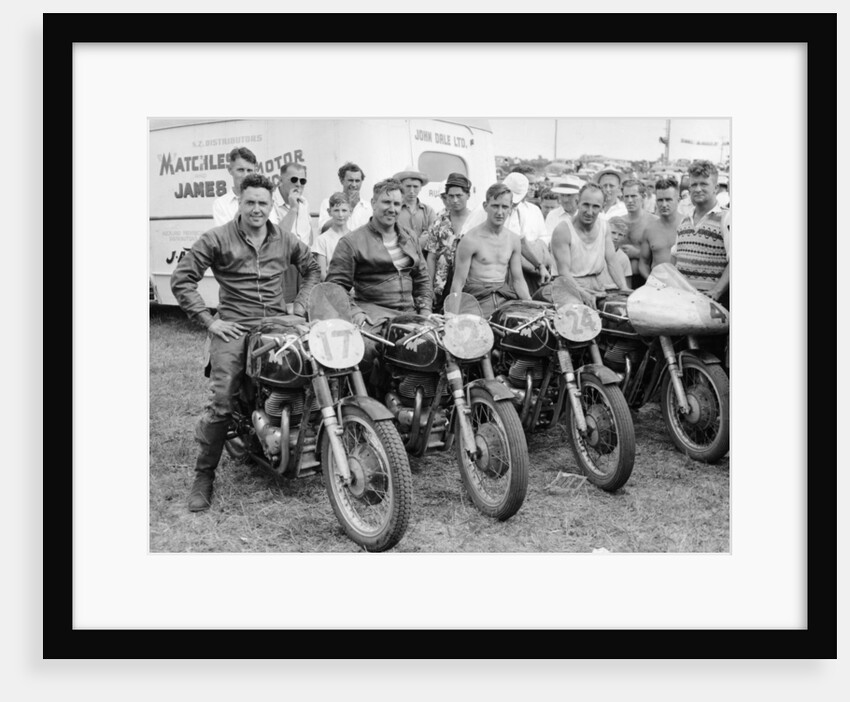 Matchless motorbike racing team by Unknown