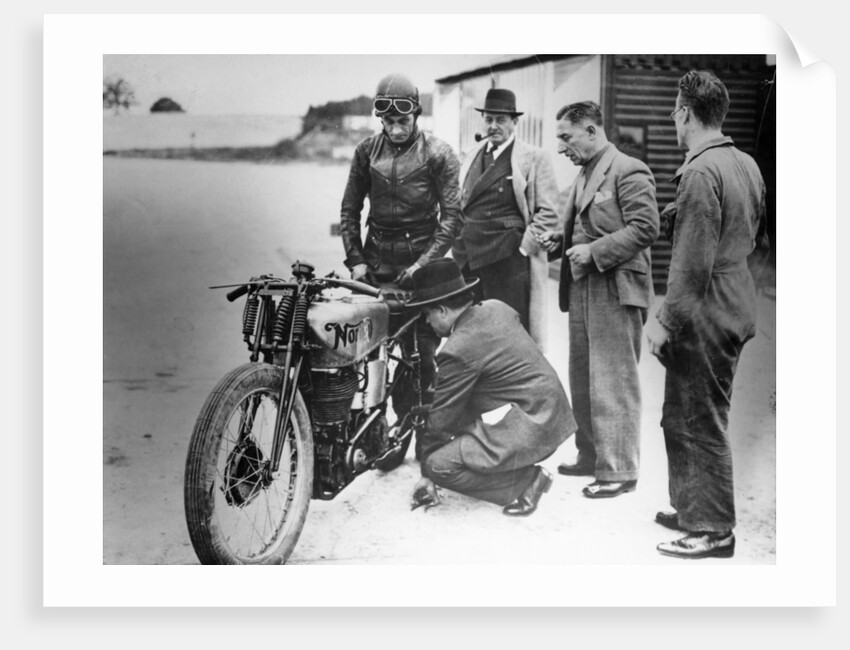 Jimmy Guthrie riding a Norton, (1930s?) by Unknown
