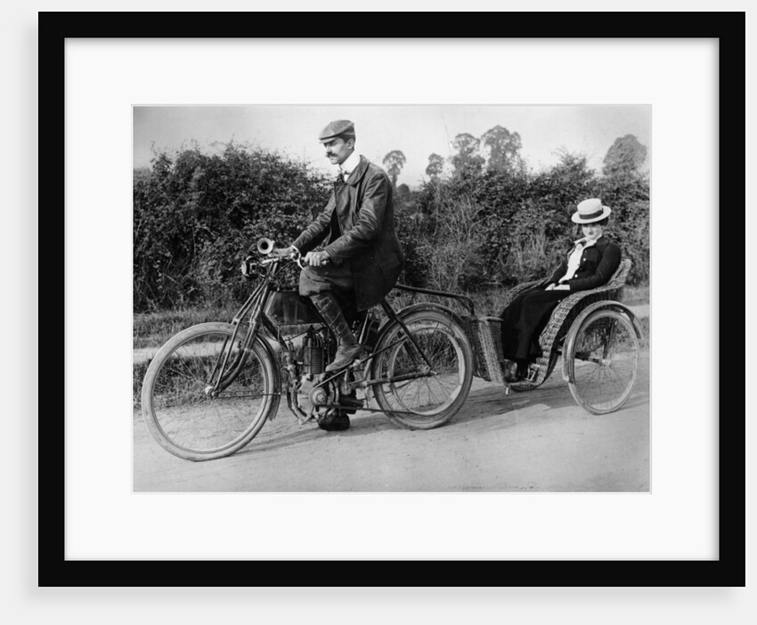 A motorcycle with a trailer, c1903 by Unknown