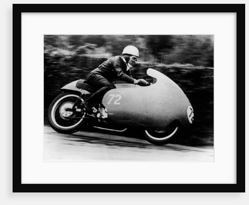 Possibly Bill Lomas, on a Moto Guzzi V8, 1957 by Unknown