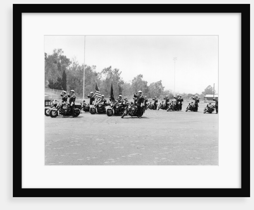A police patrol with their Harley-Davidsons, America by Unknown