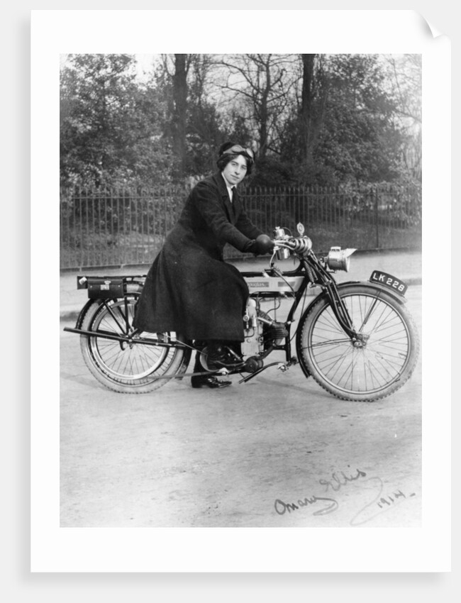 A woman on a Douglas motorbike by Anonymous