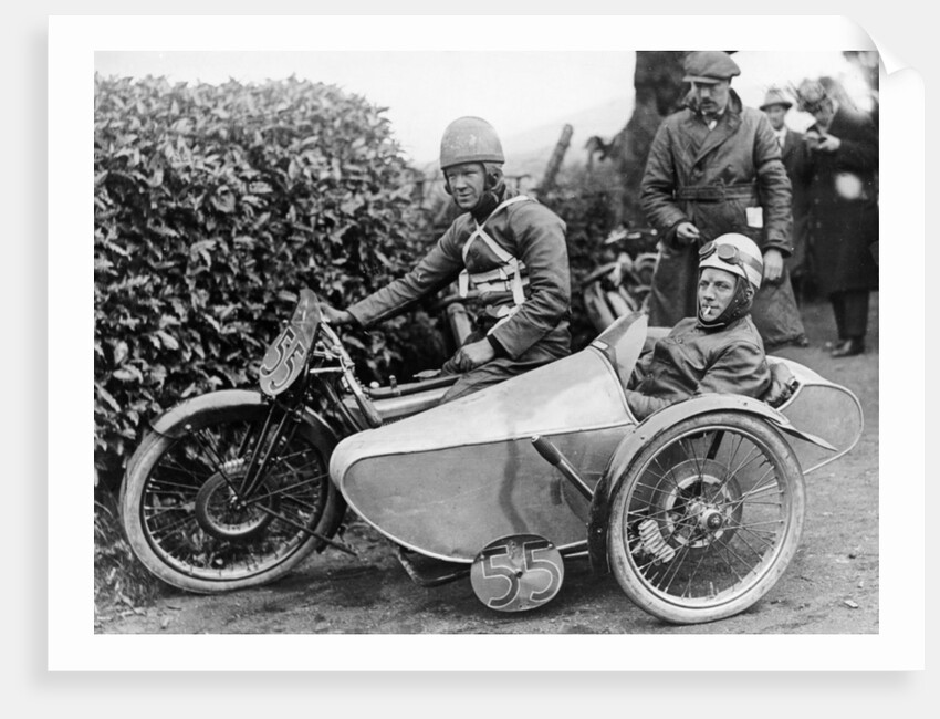 Freddie Dixon and passenger Walter Denny, Isle of Man sidecar TT race by Anonymous