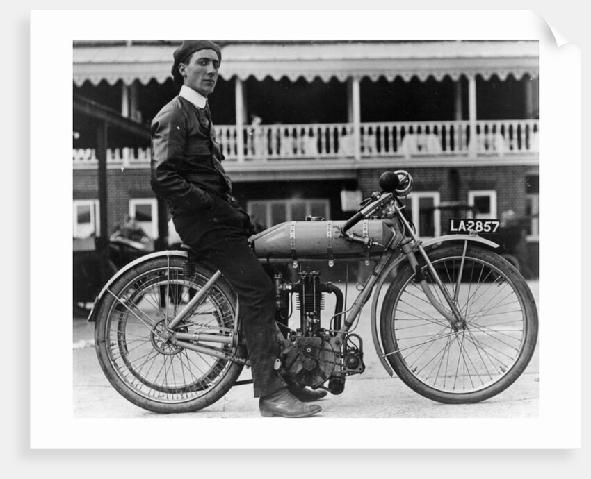 Syd Justien Tessier, on a 1910 Bat 3.5 Litre bike, (1910?) by Unknown