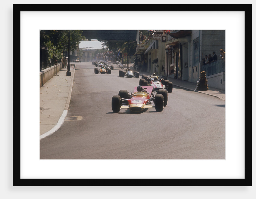 Graham Hill's Lotus leading John Surtees' Honda, Monaco Grand Prix, 1968 by Unknown