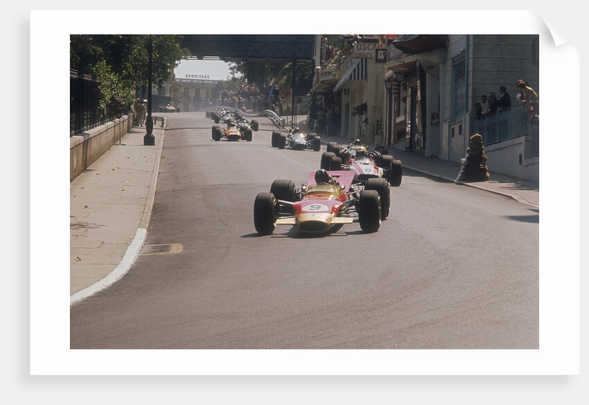 Graham Hill's Lotus leading John Surtees' Honda, Monaco Grand Prix, 1968 by Unknown