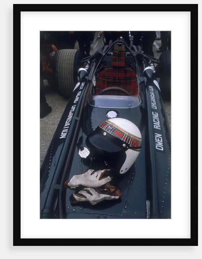 Jackie Stewart's racing helmet and gloves, British Grand Prix, 1967 by Unknown