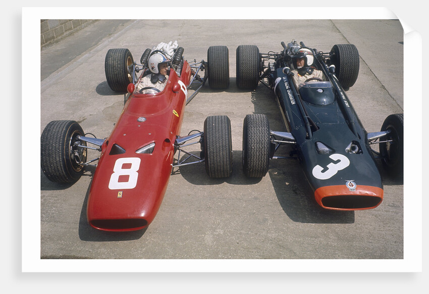 Chris Amon and Jackie Stewart at the British Grand Prix, Silverstone, Northamptonshire, 1967 by Unknown