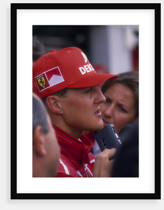 Michael Schumacher being interviewed, British Grand Prix, Silverstone, Northamptonshire, 1997 by Unknown