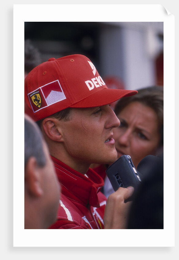 Michael Schumacher being interviewed, British Grand Prix, Silverstone, Northamptonshire, 1997 by Unknown