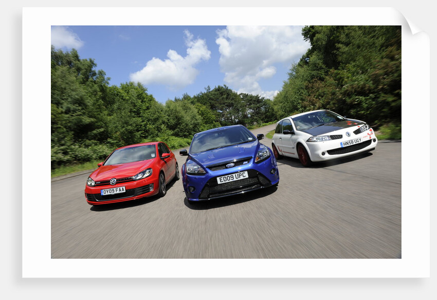 VW Golf GTi Renault Megane Sport R26R and Ford Focus RS 2009 by Simon Clay