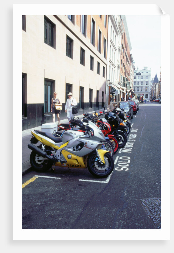 Motorcycle parking area, London 1999 by Unknown