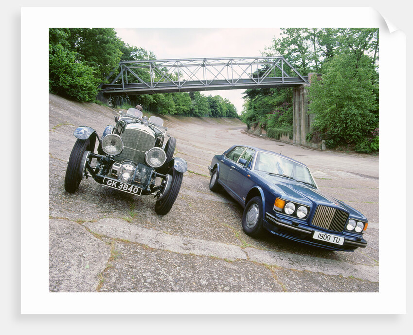 1991 Bentley Turbo R and 1930 Bentley 4.5 blower at Brooklands by Unknown