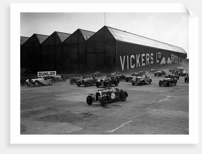 Cars racing at the MCC Members Meeting, Brooklands, 10 September 1938 by Bill Brunell