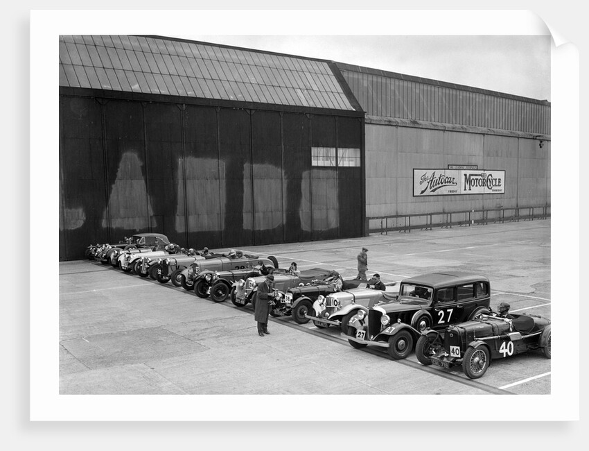 Cars on the start line at the JCC Members' Day, Brooklands, 8 July 1939 by Bill Brunell