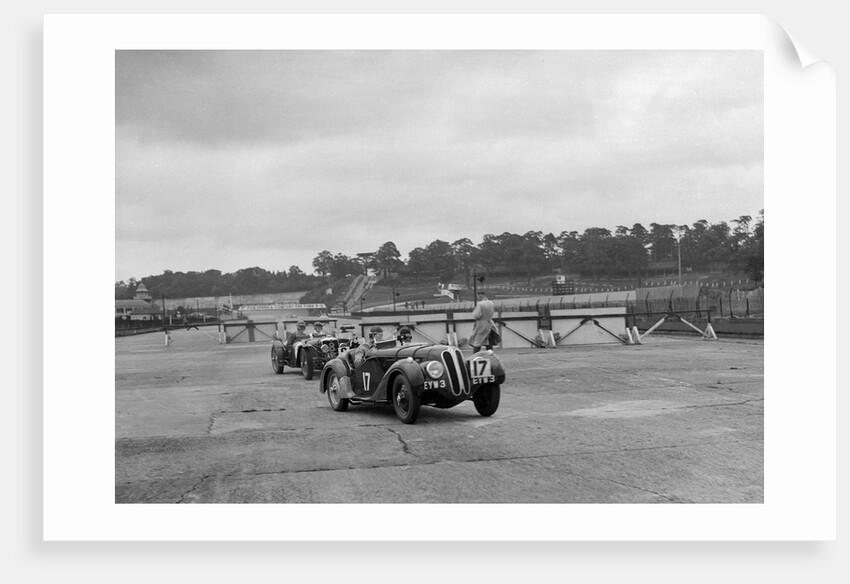 Frazer-Nash BMW 328 and Riley at the chicane, JCC Members Day, Brooklands, 1939 by Bill Brunell