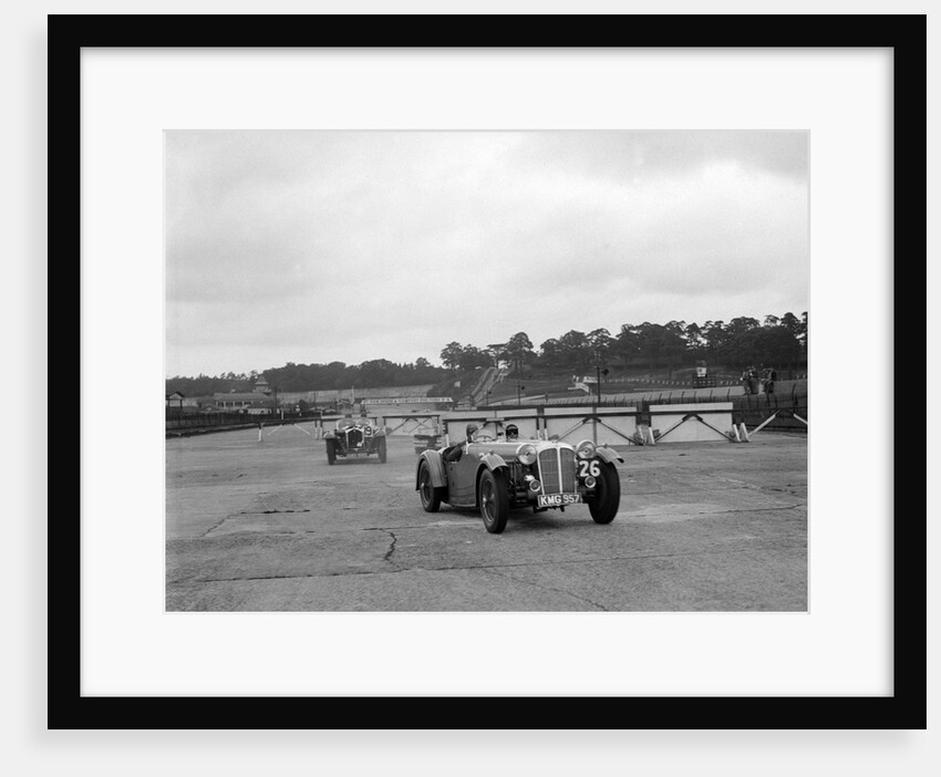 Cars racing through the chicane, JCC Members Day, Brooklands, 8 July 1939 by Bill Brunell