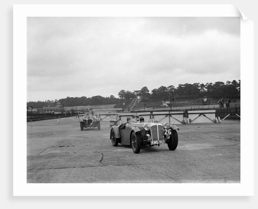 Cars racing through the chicane, JCC Members Day, Brooklands, 8 July 1939 by Bill Brunell