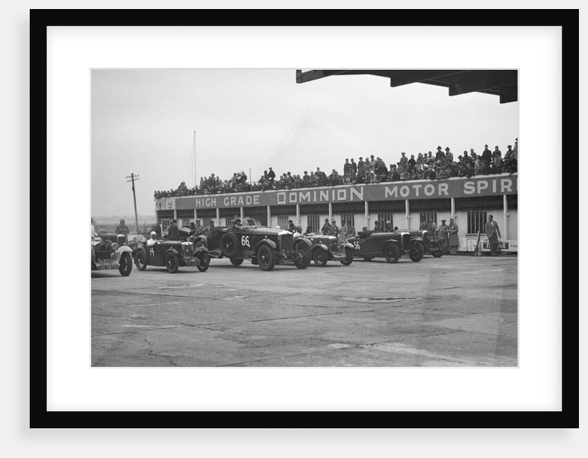 Cars at the start of a race at a JCC Meeting, Brooklands by Bill Brunell