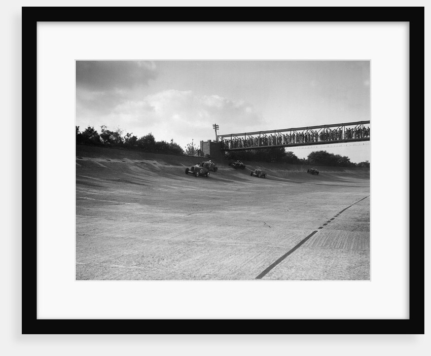 Cars racing on Byfleet Banking during the BRDC 500 Mile Race, Brooklands, 3 October 1931 by Bill Brunell
