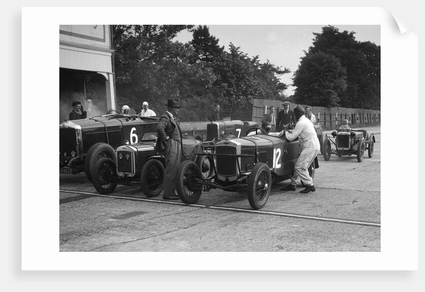 Minerva, Austin and Alvis at the start of an Inter-Club Meeting, Brooklands, 20 June 1931 by Bill Brunell