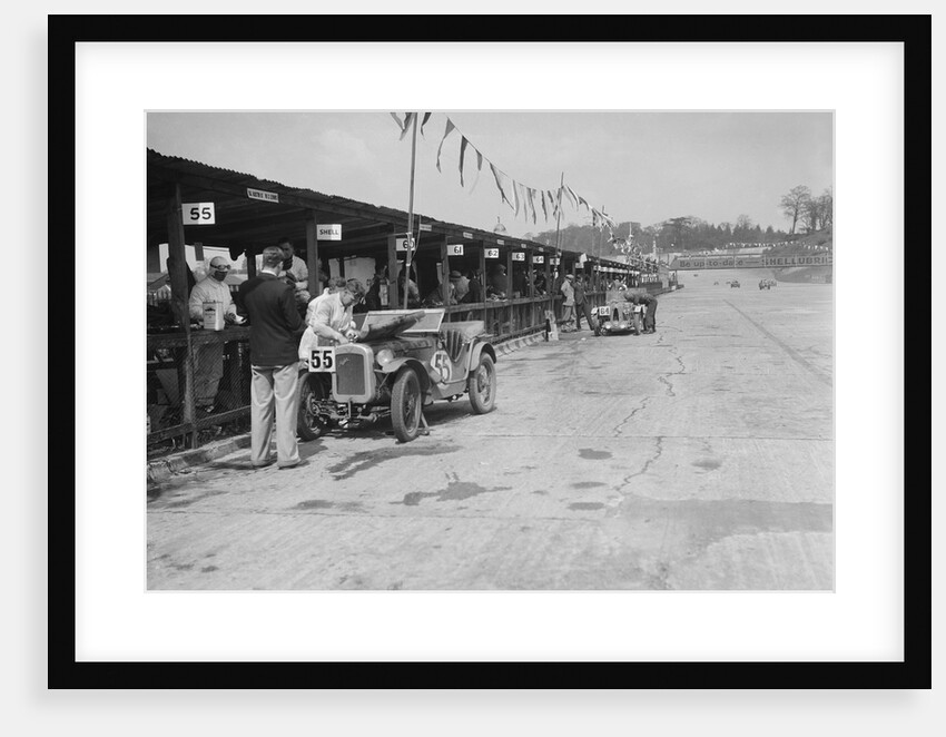 Austin Ulster and MG C type in the pits at the JCC Double Twelve race, Brooklands, 8/9 May 1931 by Bill Brunell
