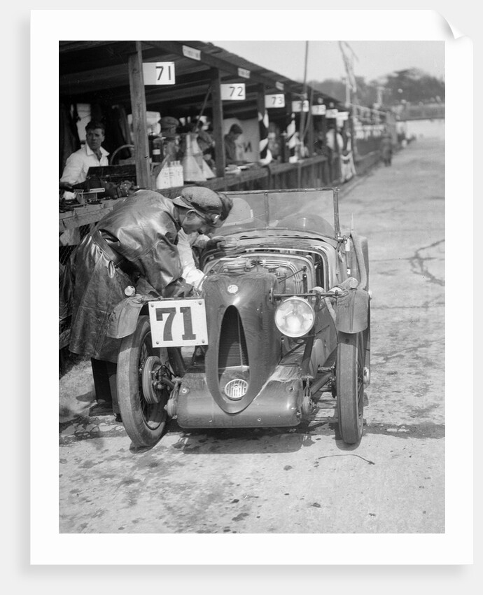 MG C type of Ron Horton and Bill Humphreys in the pits, JCC Double Twelve race, Brooklands, 1931 by Bill Brunell
