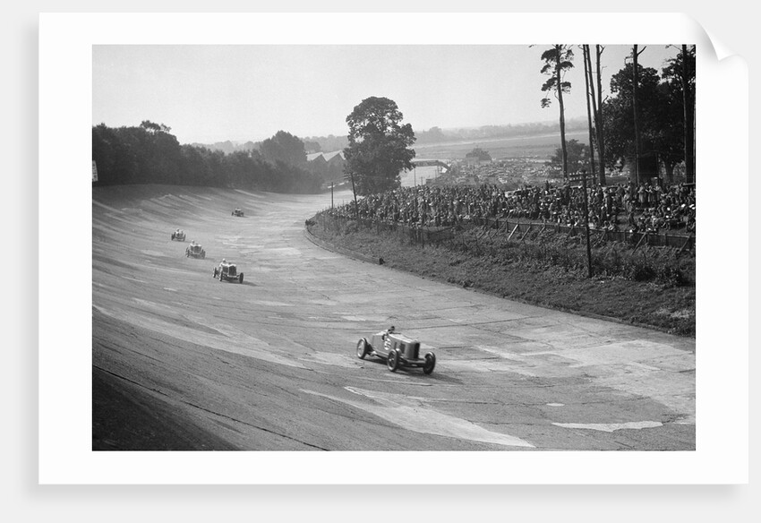 Talbot 90 on the banking at Brooklands, 1930s by Bill Brunell
