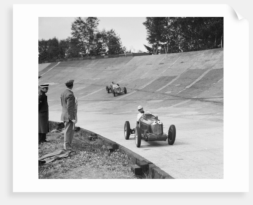 Reg Parnell's MG K3 leading B Bira's Maserati, JCC International Trophy, Brooklands, 2 August 1937 by Bill Brunell