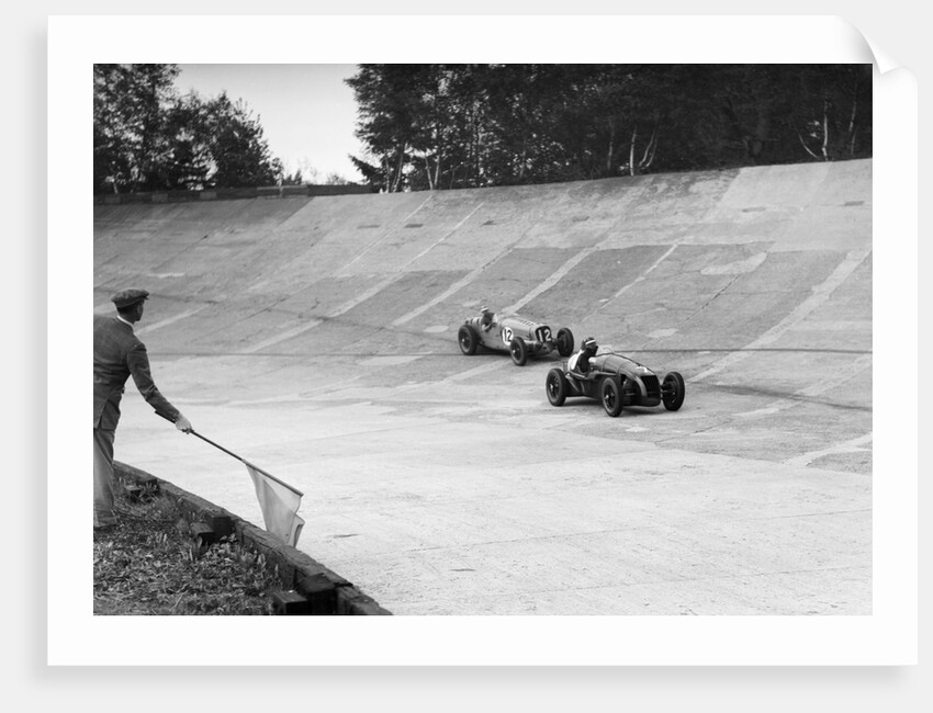 HC Hunter's Alta leading a Delahaye, JCC International Trophy, Brooklands, 2 August 1937 by Bill Brunell