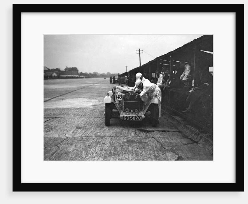 Alfa Romeo of KD Evans in the pits at the JCC Members Day, Brooklands, 4 July 1931 by Bill Brunell