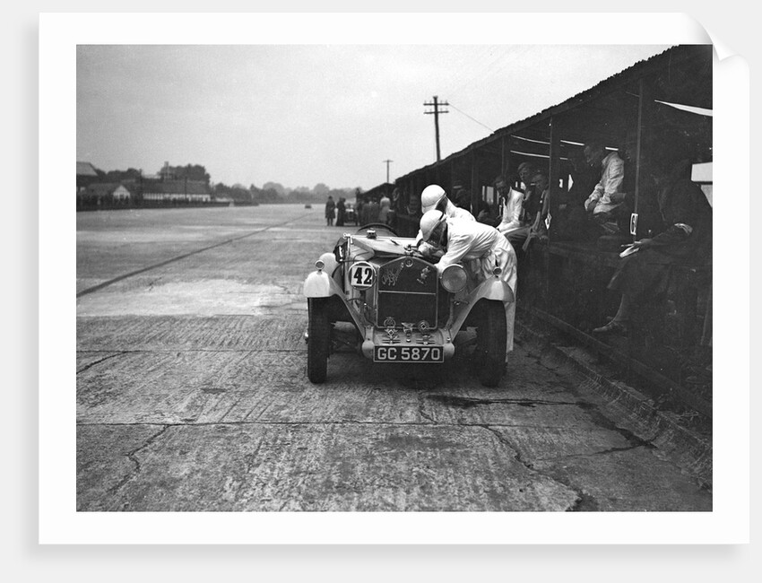 Alfa Romeo of KD Evans in the pits at the JCC Members Day, Brooklands, 4 July 1931 by Bill Brunell