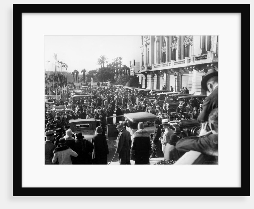 Crowds in the street for the Monte Carlo Rally, 1930. by Bill Brunell
