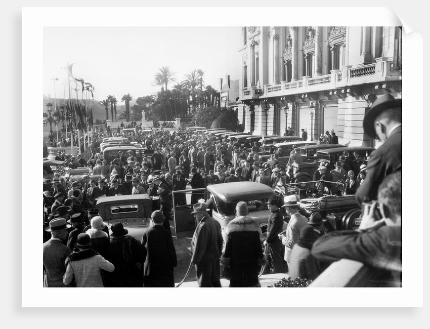 Crowds in the street for the Monte Carlo Rally, 1930. by Bill Brunell