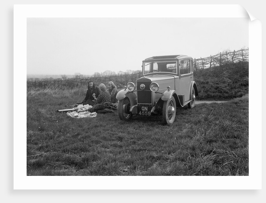 Three women having a picnic during a road test of a Triumph Scorpion, 1931 by Bill Brunell