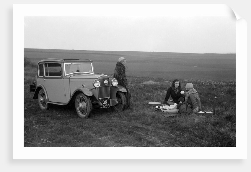 Three women having a picnic during a road test of a Triumph Scorpion, 1931 by Bill Brunell