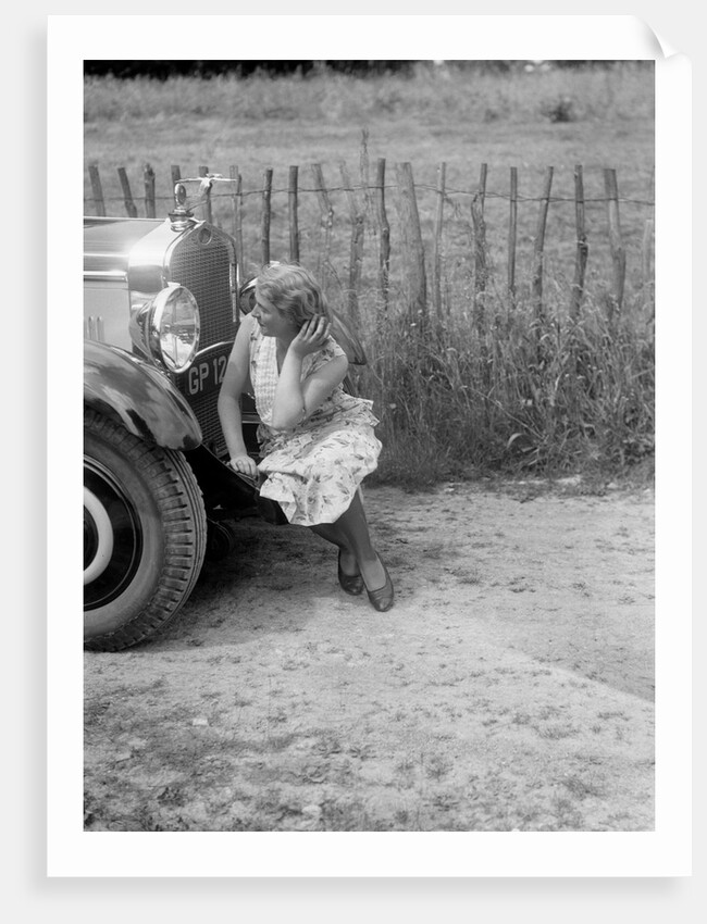 Kitty Brunell road testing a 1931 Delage D8 by Bill Brunell