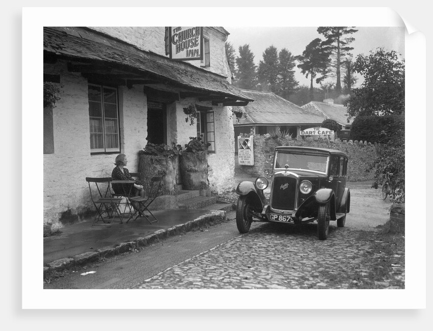 1931 Austin 16/6 on a road test, parked outside the Church House Inn, Stoke Gabriel, Devon by Bill Brunell