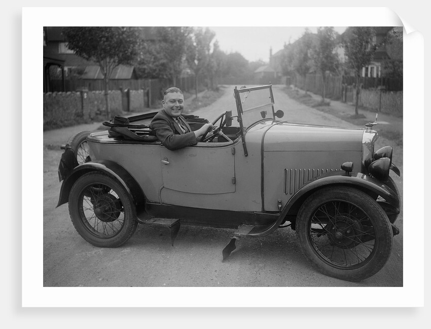 FA Thatcher behind the wheel of a 1929 Triumph Super Seven open four-seater by Bill Brunell
