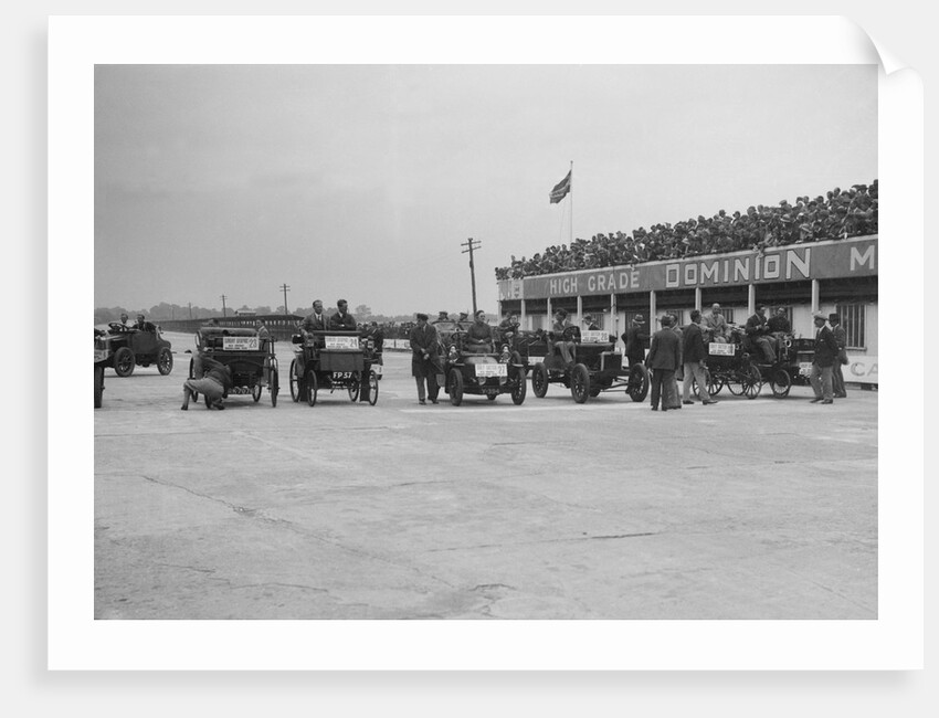Cars competing in the BARC Daily Sketch Old Crocks Race, Brooklands, 1931 by Bill Brunell