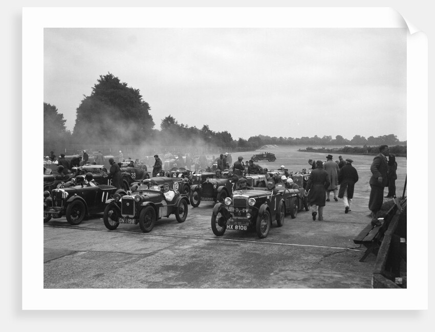 Cars on the starting grid for the Brighton & Hove Motor Club High Speed Trial, Brooklands, c1931 by Bill Brunell