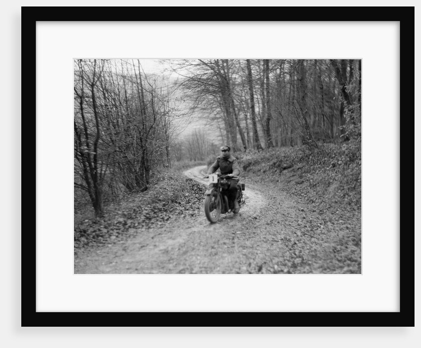 Motorcycle ridden by RD Quincy competing in the Inter-Varsity Trial, November 1931 by Bill Brunell